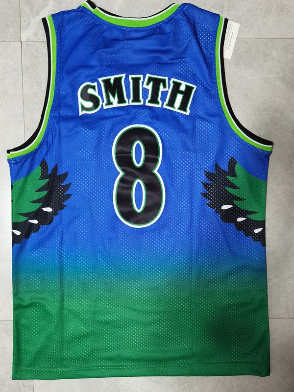 Men Atlanta Hawks #8 Smith Blue green Throwback NBA Jerseys->houston rockets->NBA Jersey
